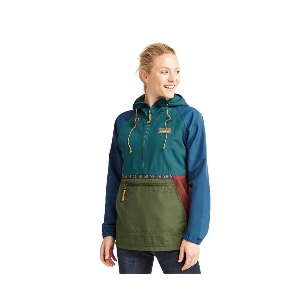 LL Bean Jacket Mountain Classic Womens Size XL Color Block Aztec Windbreaker